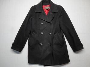 Fabio Coat Womens Medium Black Wool Pea Coat Double Breasted Lined Classic
